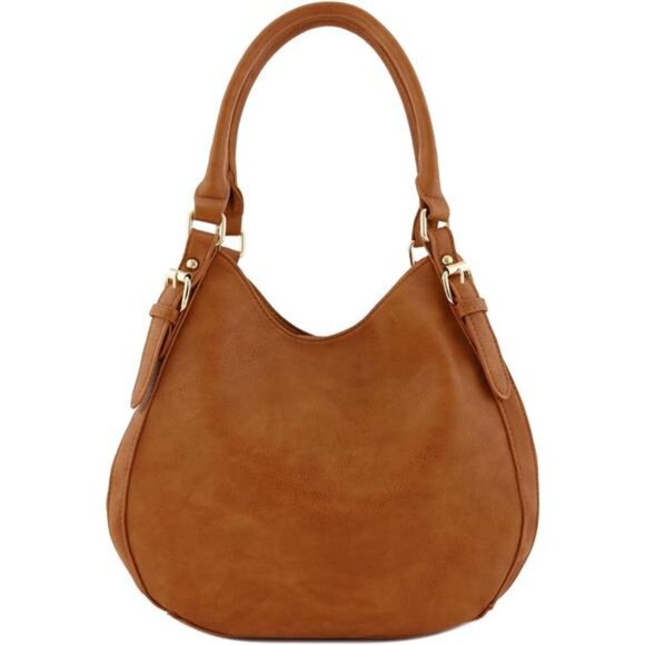 Lightweight 3 Compartment Faux Leather Medium Hobo Bag - Picture 2 of 7